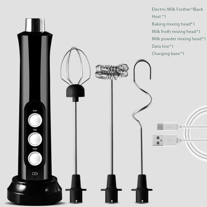 Rechargeable Handheld Electric Milk Frother & Foam Maker, High-Speed Drink Mixer and Coffee Frothing Wand for Latte