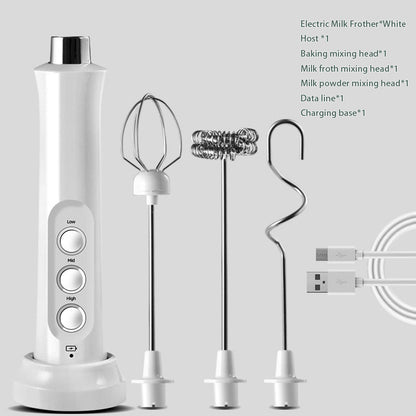 Rechargeable Handheld Electric Milk Frother & Foam Maker, High-Speed Drink Mixer and Coffee Frothing Wand for Latte