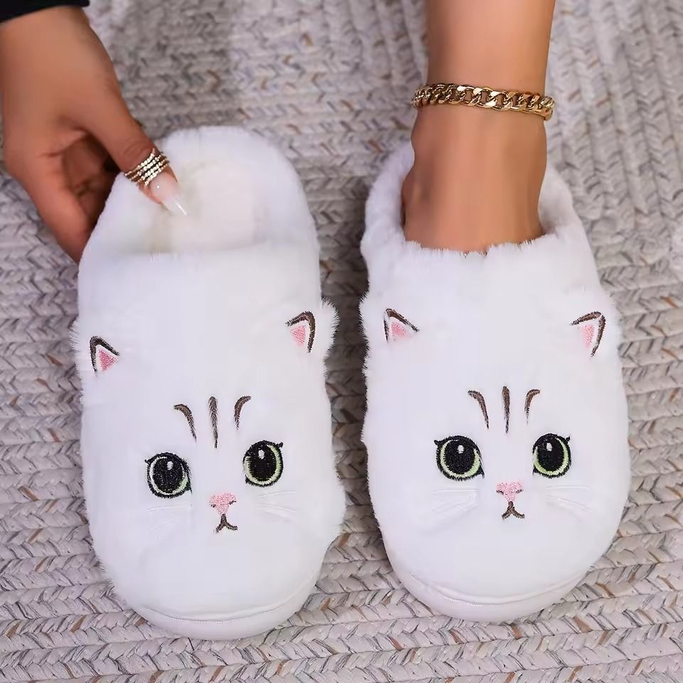 Kawaii Cartoon Cat Fuzzy Slippers For Women  Soft Cozy Plush Indoor Slippers With Durable Outsole 3