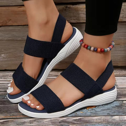 Womens Knit Elastic Wedge Sandals Lightweight Slip On Summer Comfort Shoes 9