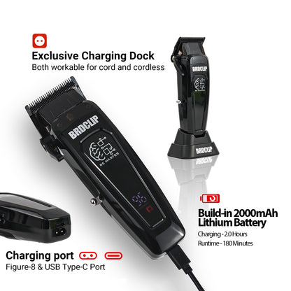 Professional Hair Clipper For Men Quiet Motor 5Stage DLC Blade Trimmer With Base Precision Barber C 4