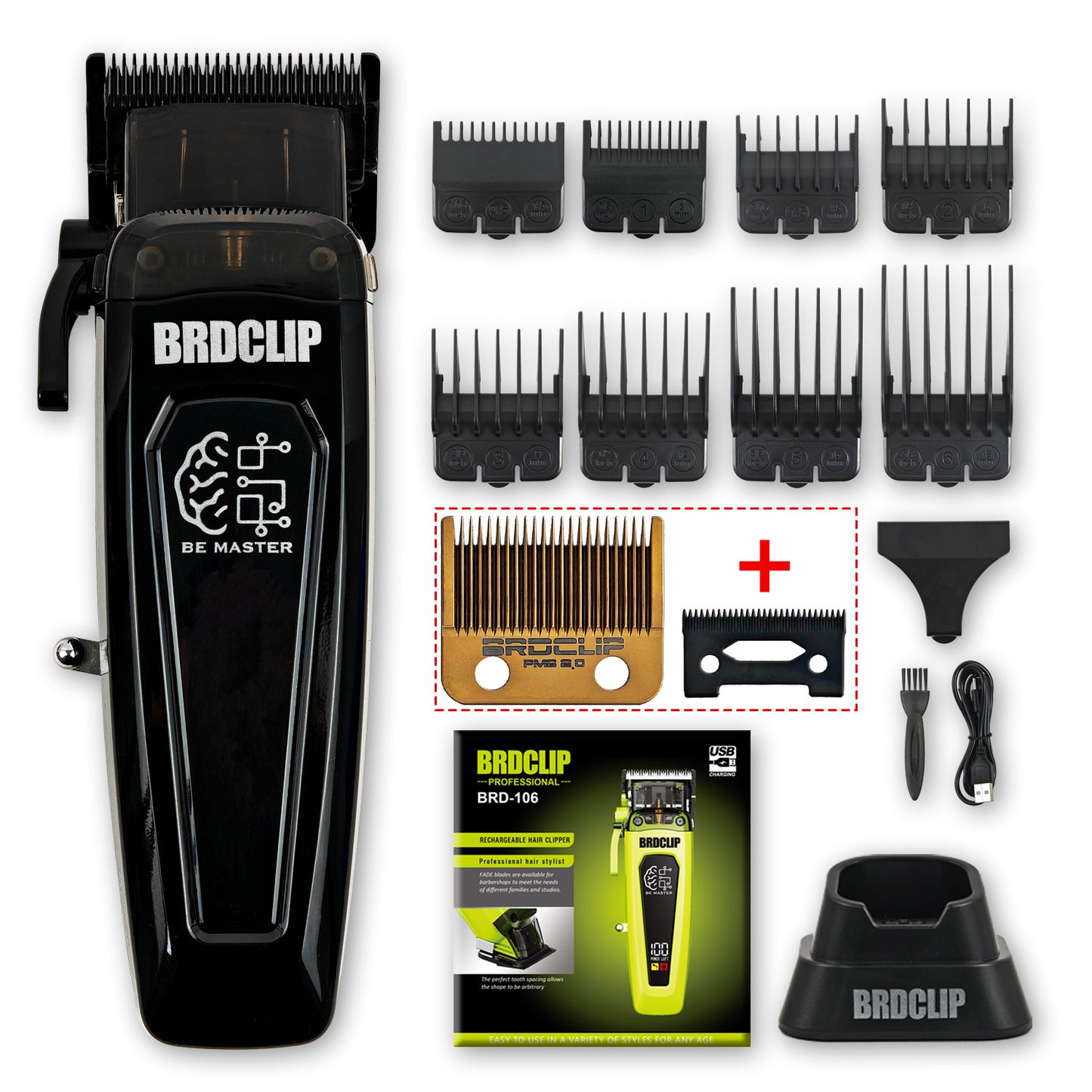 Professional Hair Clipper For Men Quiet Motor 5Stage DLC Blade Trimmer With Base Precision Barber C 5