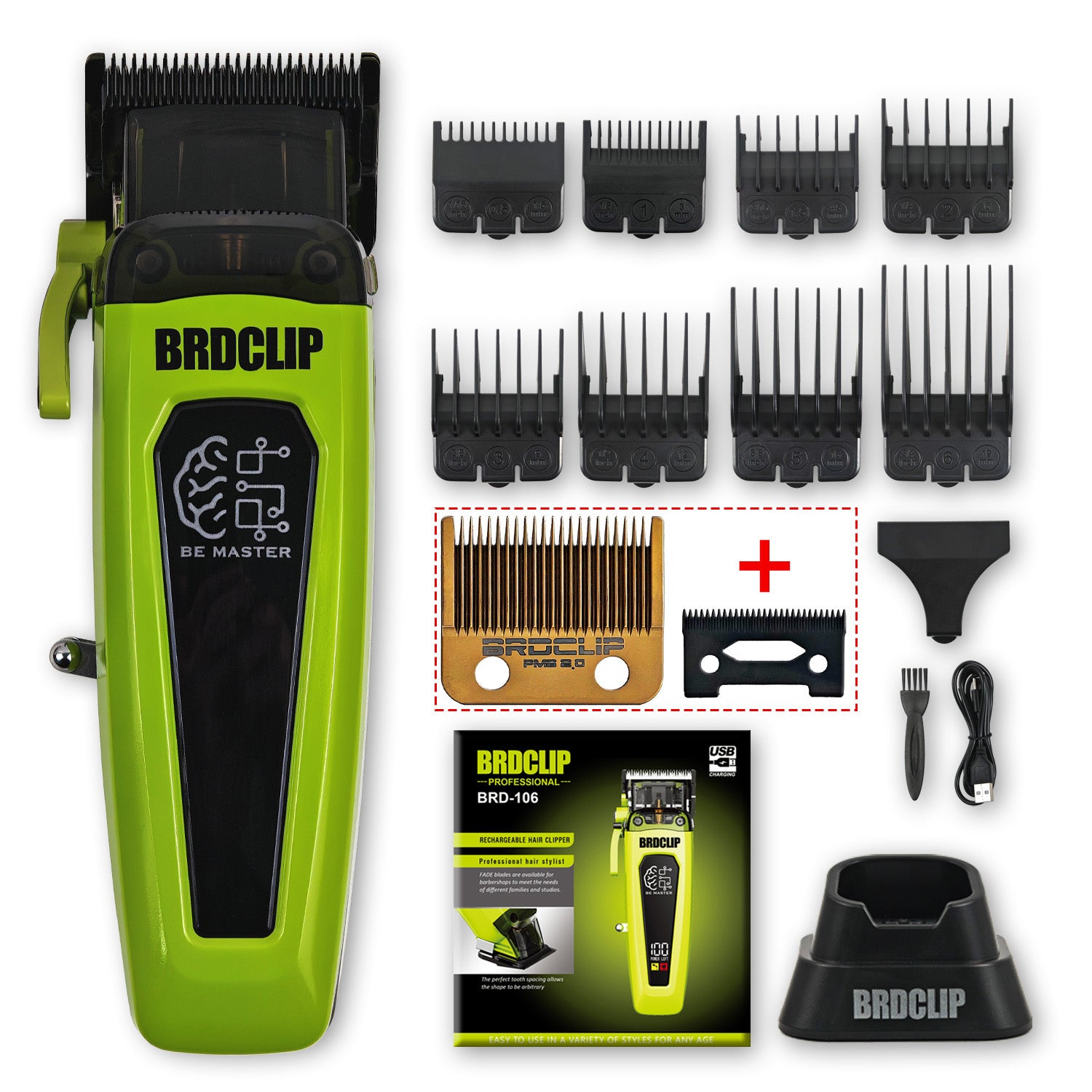 Professional Hair Clipper For Men Quiet Motor 5Stage DLC Blade Trimmer With Base Precision Barber C 6