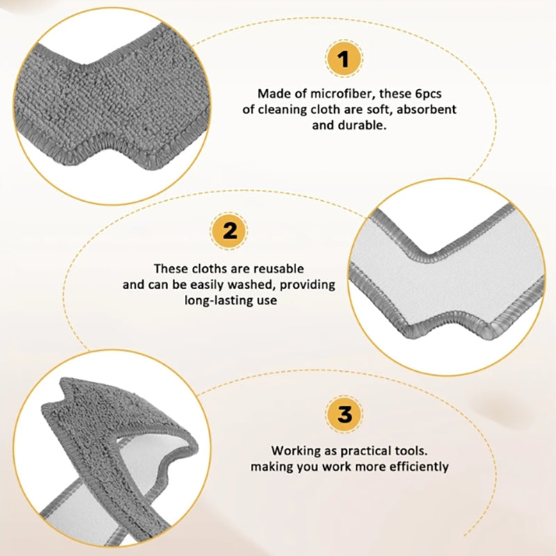Reusable Cleaning Mops for Window Cleaner, Washable Cloth Pads for Glass, Thick Mopping Rags for Streak-Free Window Wash