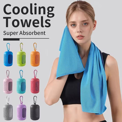 Portable Cooling Towel Quick Drying Silicone Wrapped Polyester Fiber Sport Towel