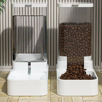 Automatic Cat Feeder and Water Dispenser with Gravity Food Storage for Pets
