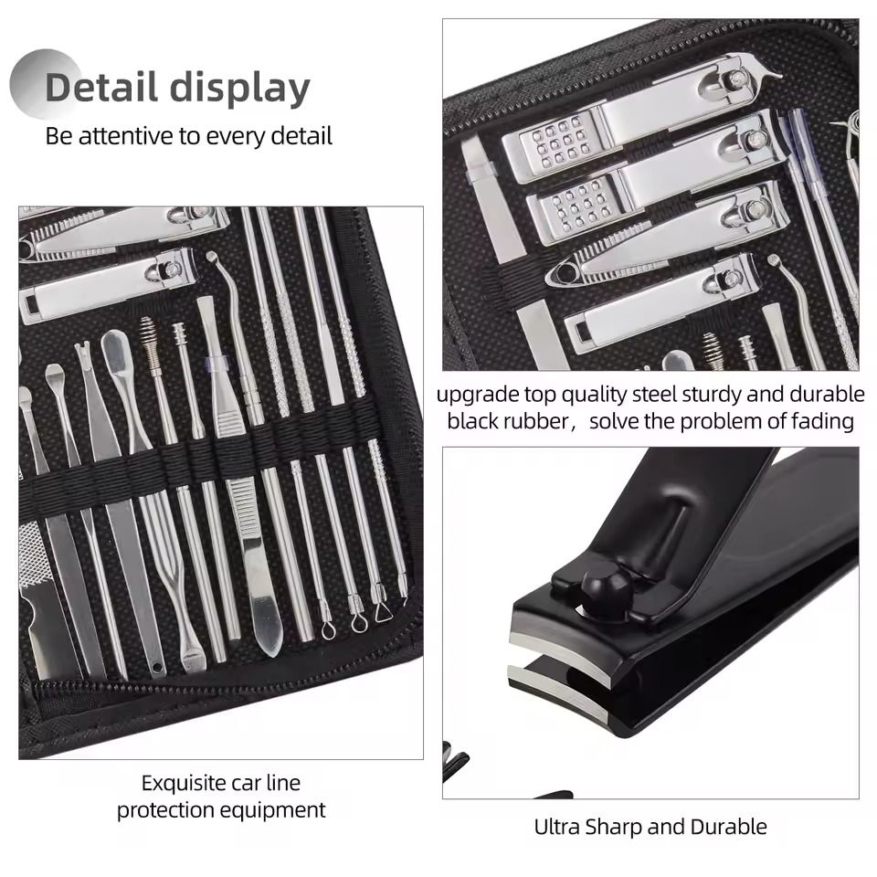 Professional Stainless Steel Manicure And Pedicure Set Grooming Kit With Scissors And Nail Tools 2