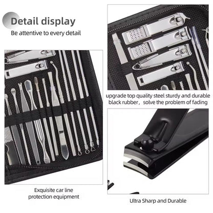 Professional Stainless Steel Manicure And Pedicure Set Grooming Kit With Scissors And Nail Tools 2