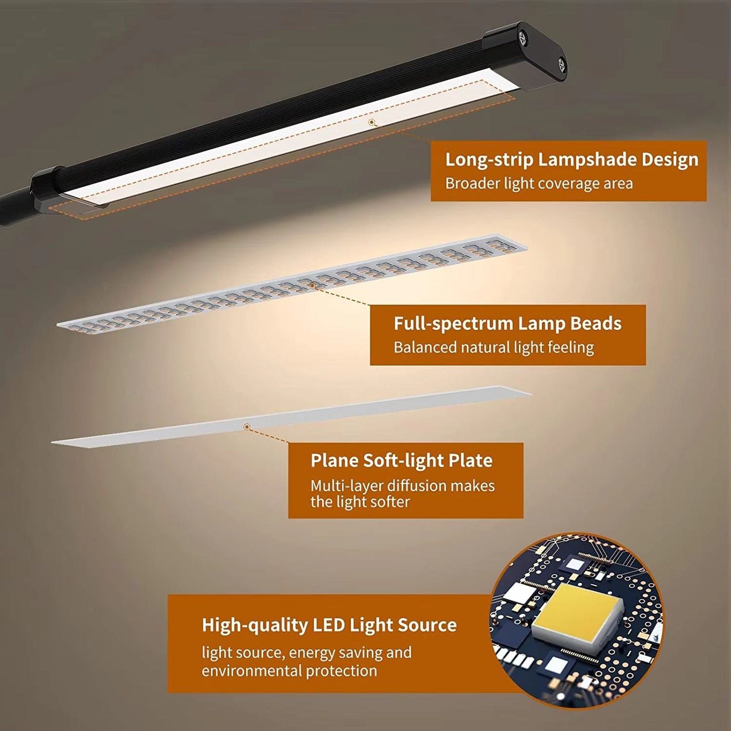 LED Clip On Desk Lamp With Clamp Dimmable USB Reading Light 5