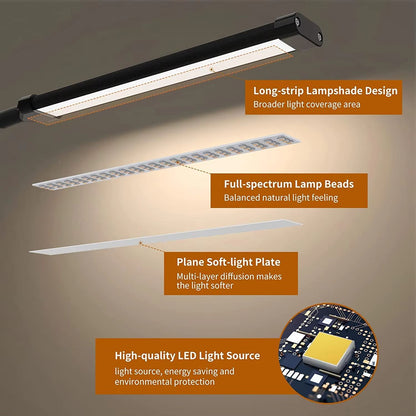 LED Clip On Desk Lamp With Clamp Dimmable USB Reading Light 5