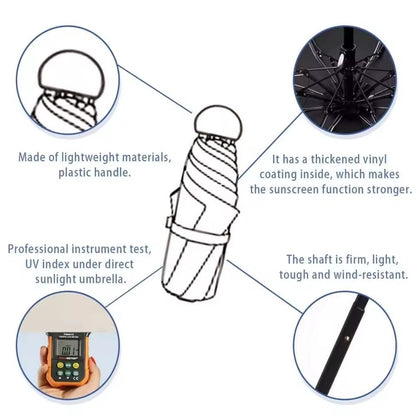 Portable Mini Umbrella With UV Coating And Reinforced Ribs For Sunny And Rainy Days 5