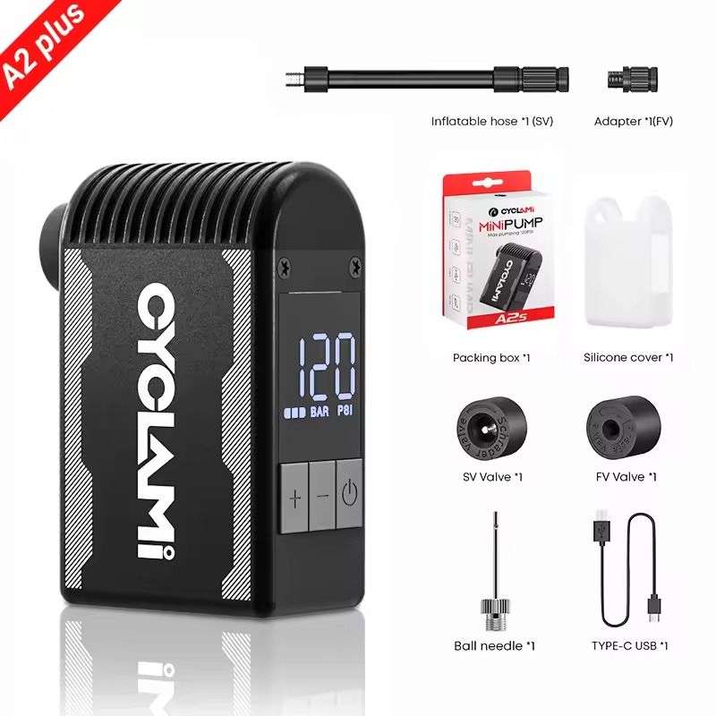 Portable Electric Bike Air Pump 120PSI Fast Compressor With Schrader And Presta Valve Compatibility 6