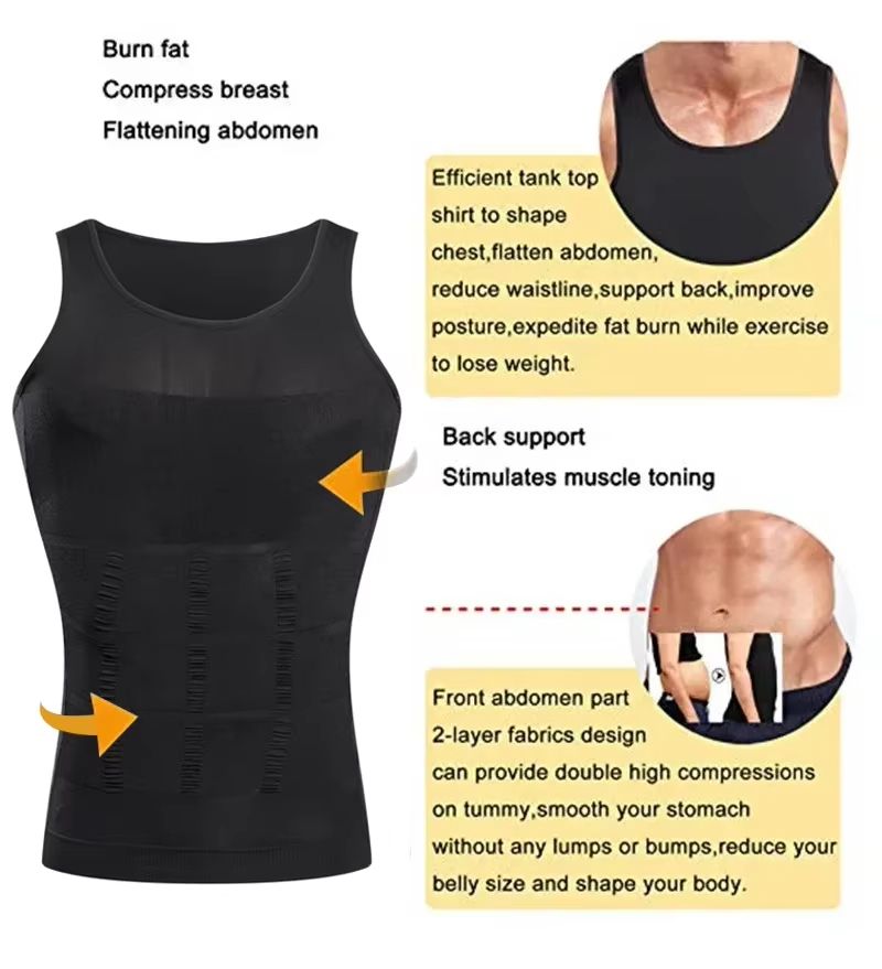 Mens Slimming Compression Shirt Body Shaper Undershirt Tank Top 3