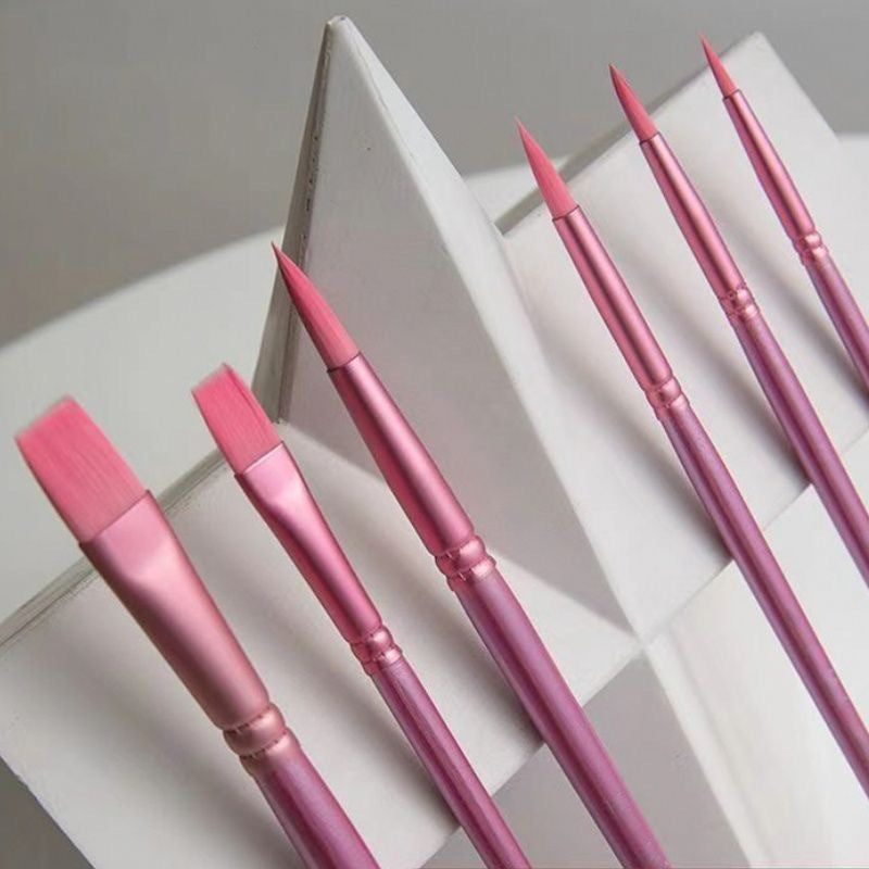 Watercolor Brush Pointed Round Flat Head Soft Hair Set, Ergonomic Nylon Brushes for Beginner's Art Student Hand Drawn