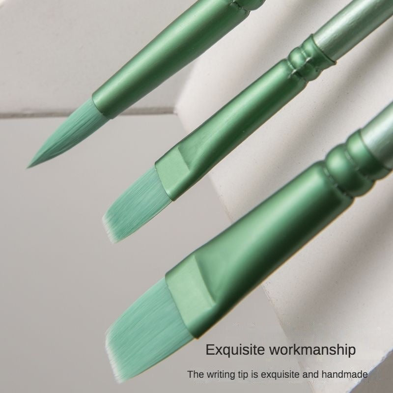 Watercolor Brush Pointed Round Flat Head Soft Hair Set, Ergonomic Nylon Brushes for Beginner's Art Student Hand Drawn