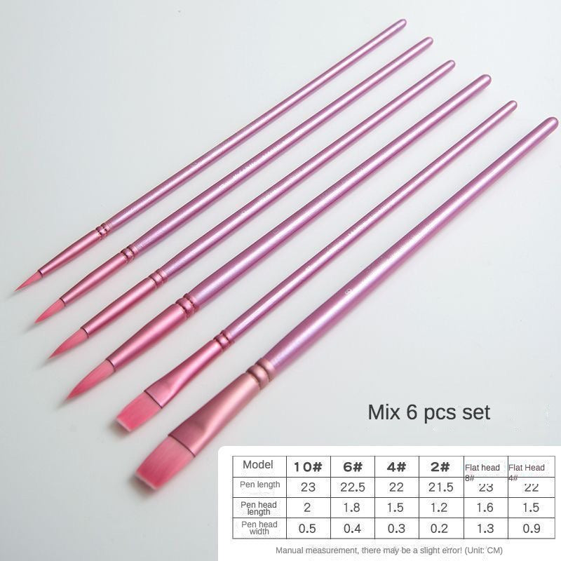 Watercolor Brush Pointed Round Flat Head Soft Hair Set, Ergonomic Nylon Brushes for Beginner's Art Student Hand Drawn