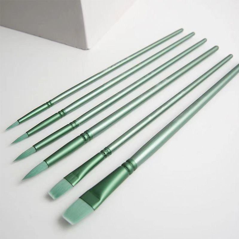 Watercolor Brush Pointed Round Flat Head Soft Hair Set, Ergonomic Nylon Brushes for Beginner's Art Student Hand Drawn