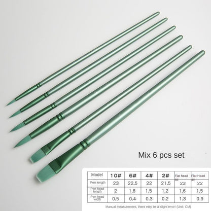 Watercolor Brush Pointed Round Flat Head Soft Hair Set, Ergonomic Nylon Brushes for Beginner's Art Student Hand Drawn
