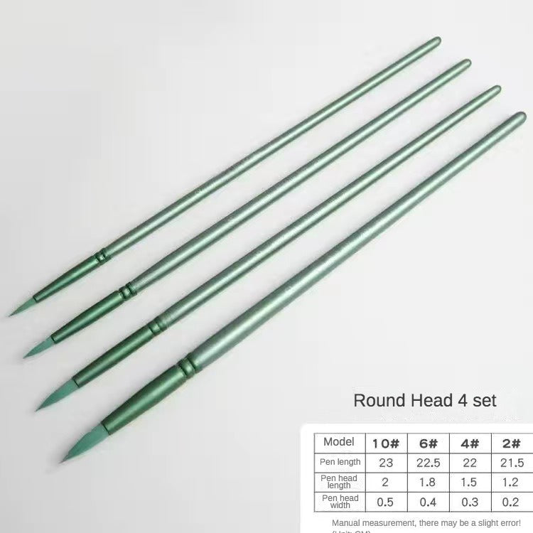 Watercolor Brush Pointed Round Flat Head Soft Hair Set, Ergonomic Nylon Brushes for Beginner's Art Student Hand Drawn