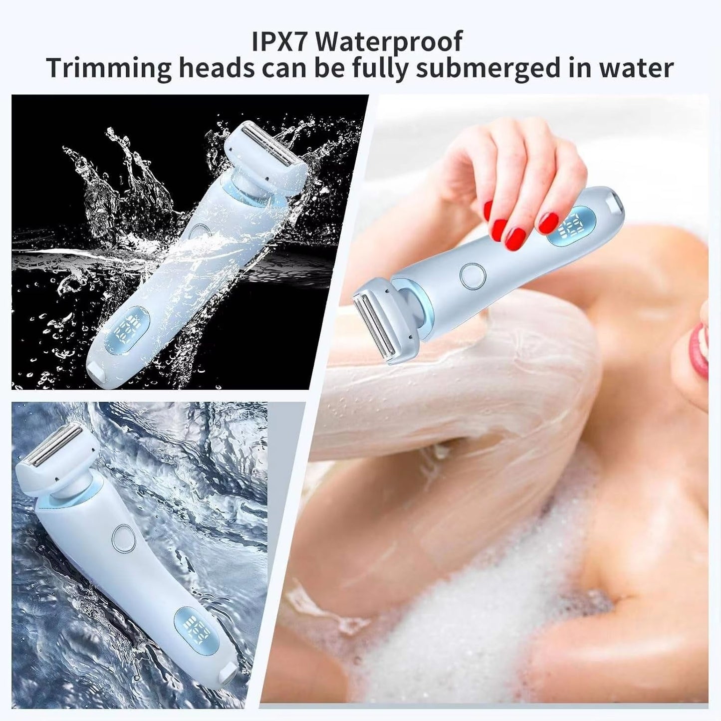 Portable Waterproof Bikini Trimmer and Painless Electric Hair Shaver for Women