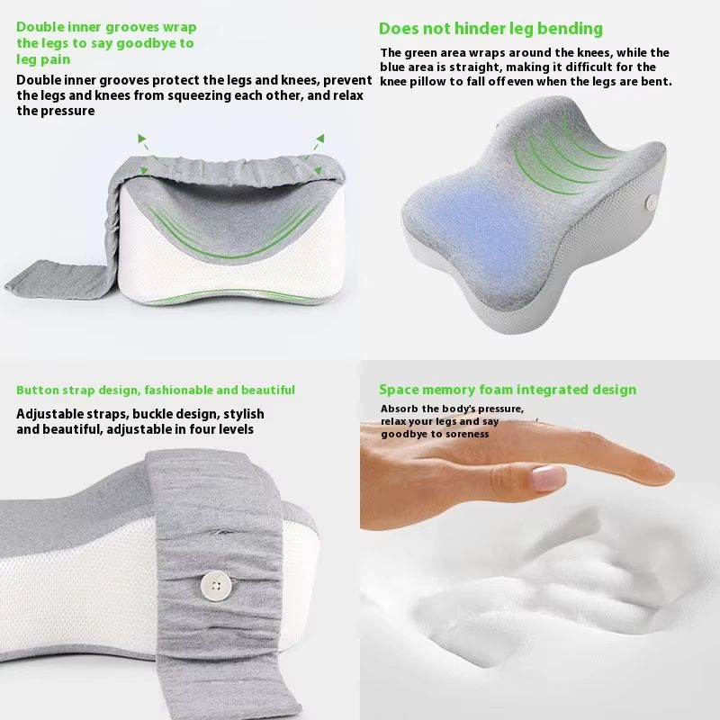 Orthopedic Memory Foam Leg Pillow With Adjustable Strap For Side Sleepers 2