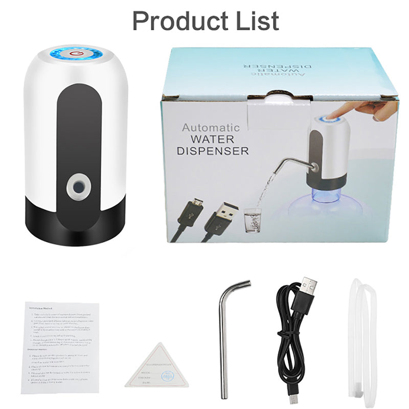 USB Rechargeable Portable Water Dispenser Pump, Mini Automatic Drinking Water Pump for 5 Gallon Bottles with BPA-Free