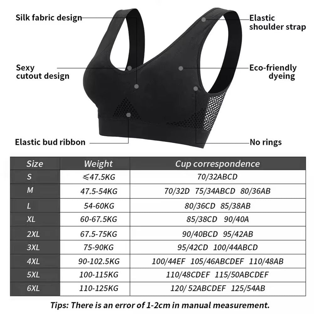 Seamless Mesh PlusSize Wireless Sports Bra 6XL  Breathable Shockproof Crop Top 1