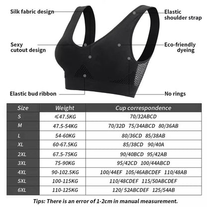 Seamless Mesh PlusSize Wireless Sports Bra 6XL  Breathable Shockproof Crop Top 1