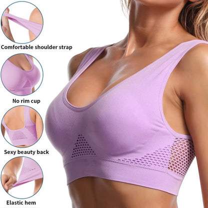 Seamless Mesh PlusSize Wireless Sports Bra 6XL  Breathable Shockproof Crop Top 3