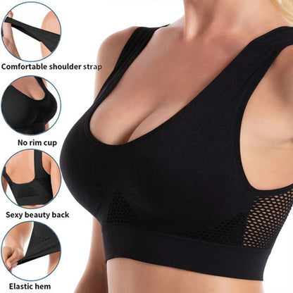 Seamless Mesh Plus-Size Wireless Sports Bra 6XL – Breathable Shockproof Crop Top