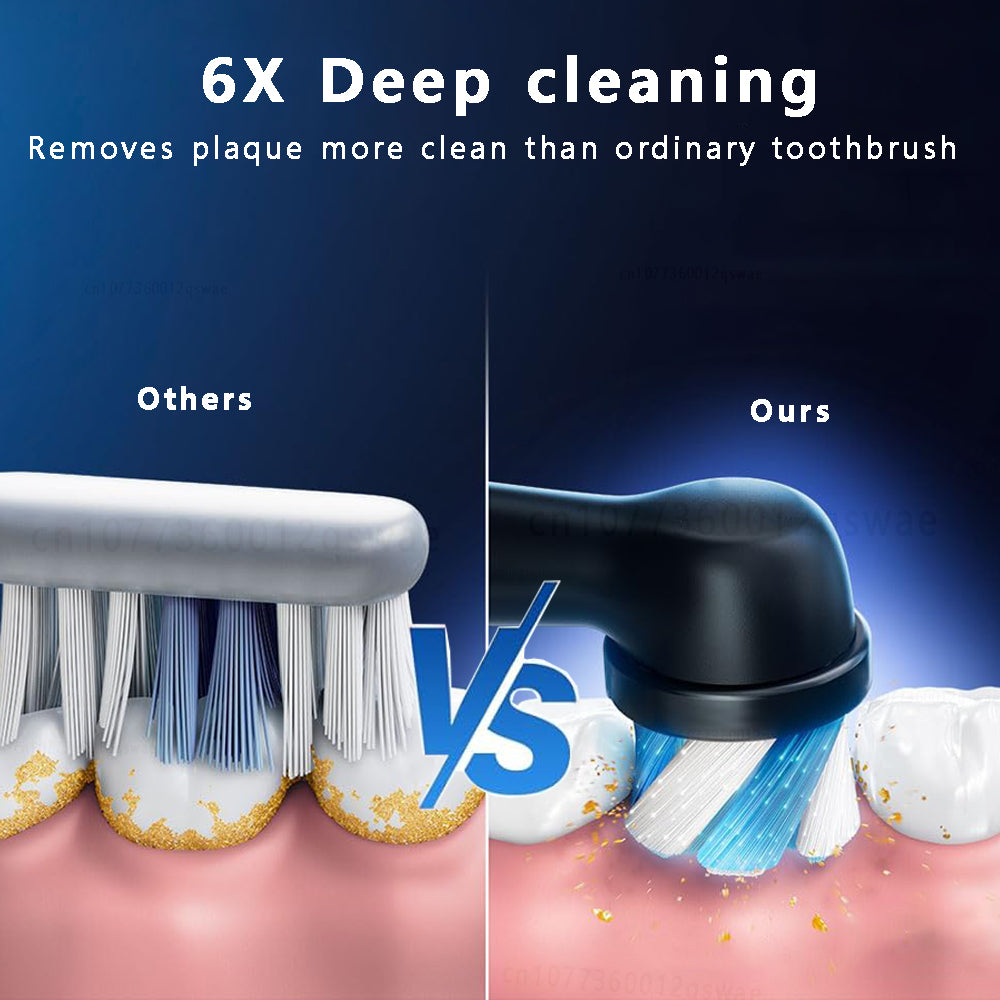 Rechargeable Electric Tooth Brush for Adults, Rotary Cleaning with 8 Brush Heads, 5 Modes, Long-Lasting Battery Power