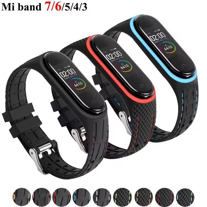 Silicone Replacement Strap for Mi Band 3 4 5 6 7 Smartwatch