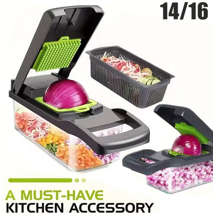 Multifunction Vegetable Slicer and Food Chopper with Grater Blades and Basket Set