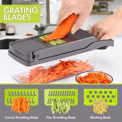 Multifunction Vegetable Slicer And Food Chopper With Grater Blades And Basket Set 1