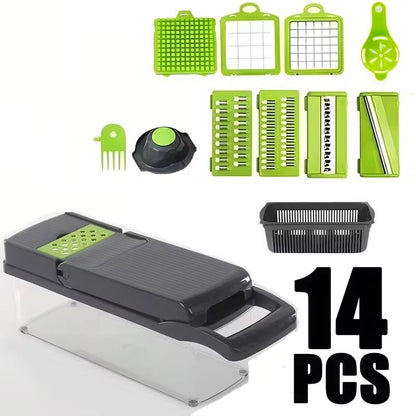 Multifunction Vegetable Slicer And Food Chopper With Grater Blades And Basket Set 6
