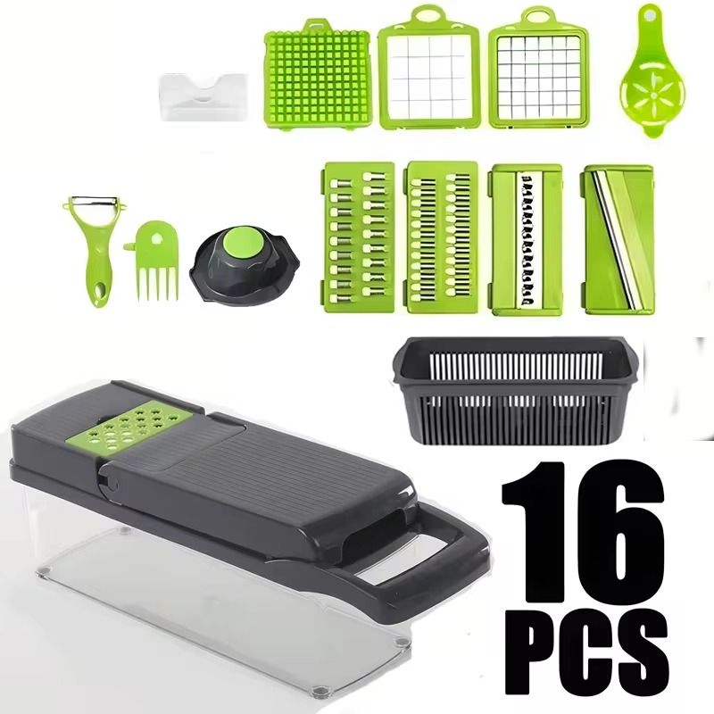 Multifunction Vegetable Slicer And Food Chopper With Grater Blades And Basket Set 7