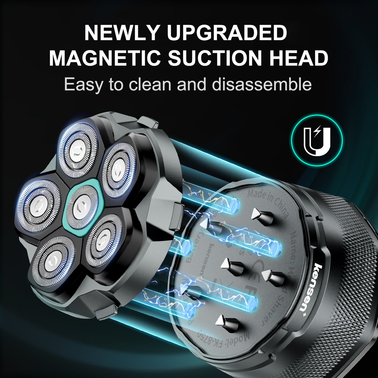Magnetic Razor Head Replacement for S15 Shaver, Waterproof Stainless Steel Blade for Electric Head Shaver