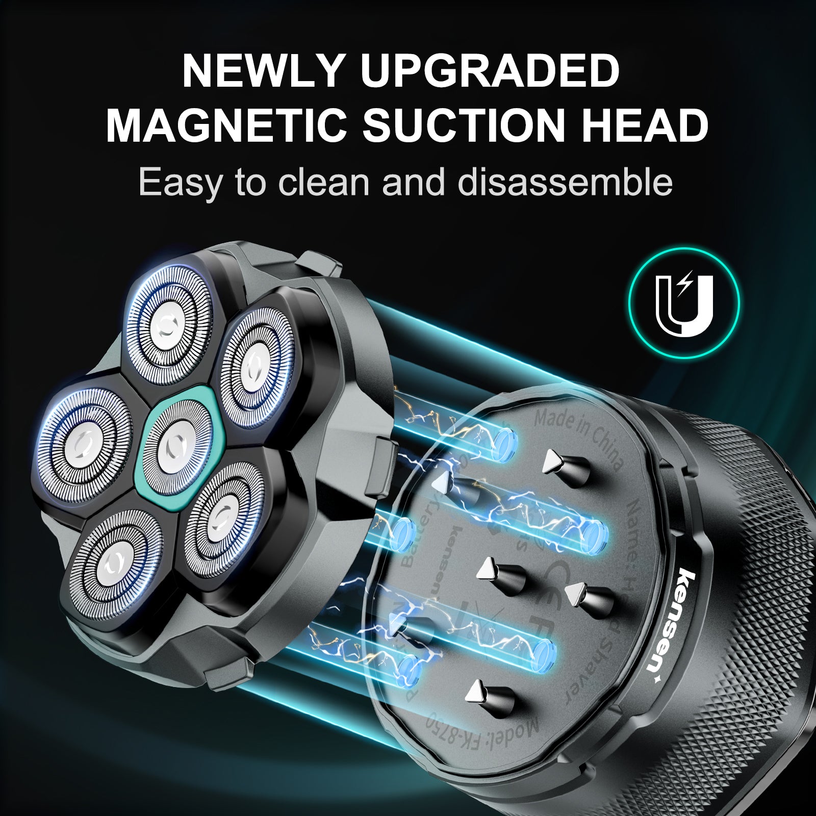 Magnetic Razor Head Replacement for S15 Shaver, Waterproof Stainless Steel Blade for Electric Head Shaver