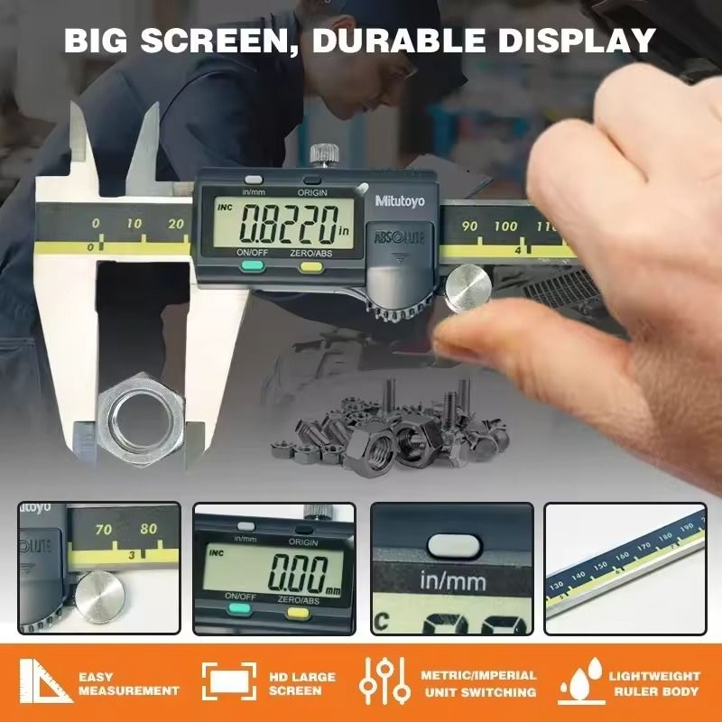 Mitutoyo Digital Vernier Caliper Stainless Steel LCD Measuring Tool 150mm 200mm 300mm