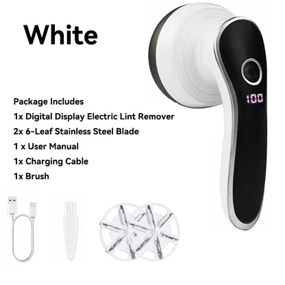 Rechargeable Electric Fabric Shaver with Digital Display, Portable Lint Remover for Clothing, Fluff, Fuzz & Hair Balls
