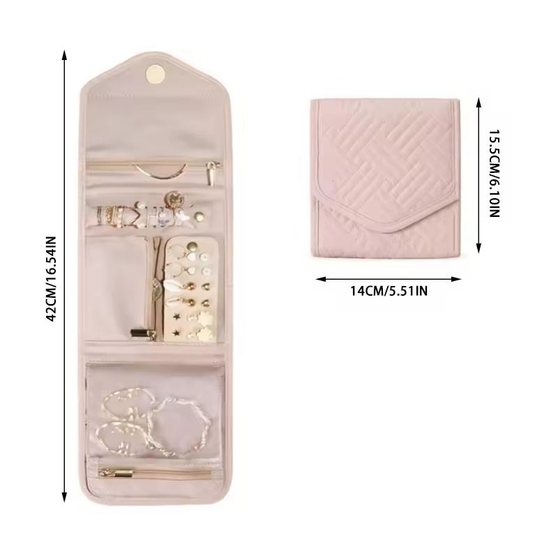 Foldable Jewelry Roll Organizer Travel Storage Bag With Compartments For Home Or OntheGo Use 2