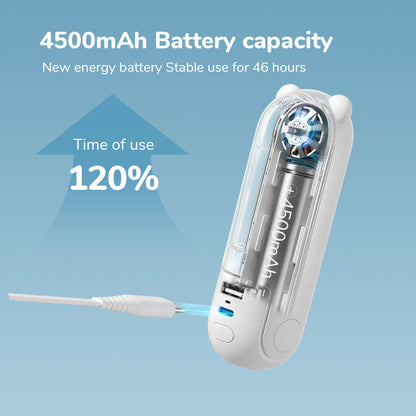 Portable Mini Handheld Fan USB Rechargeable, Fan with Power Bank & Flashlight, Compact Cooling for Travel & Camping