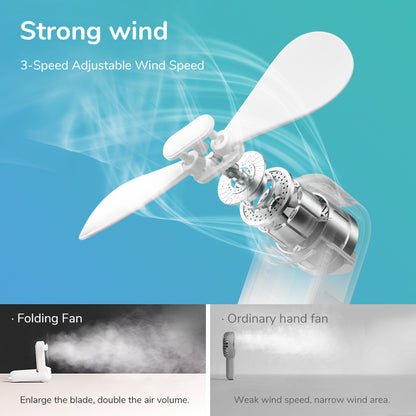 Portable Mini Handheld Fan USB Rechargeable, Fan with Power Bank & Flashlight, Compact Cooling for Travel & Camping