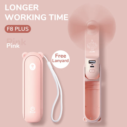 Portable Mini Handheld Fan USB Rechargeable, Fan with Power Bank & Flashlight, Compact Cooling for Travel & Camping