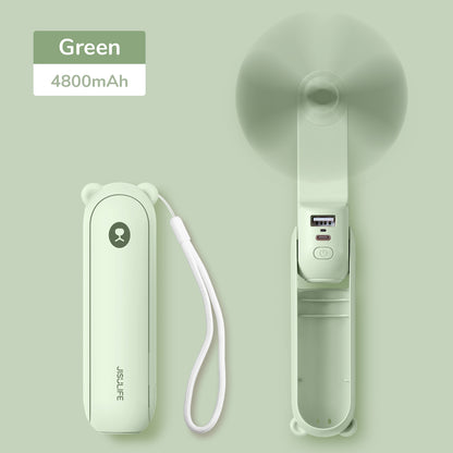 Portable Mini Handheld Fan USB Rechargeable, Fan with Power Bank & Flashlight, Compact Cooling for Travel & Camping