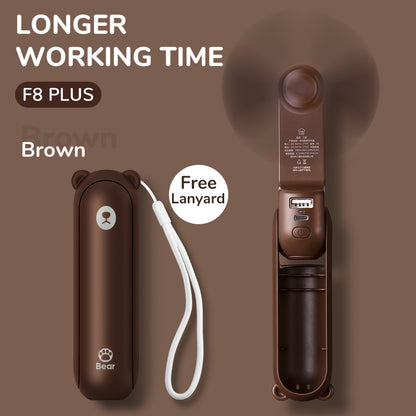 Portable Mini Handheld Fan USB Rechargeable, Fan with Power Bank & Flashlight, Compact Cooling for Travel & Camping