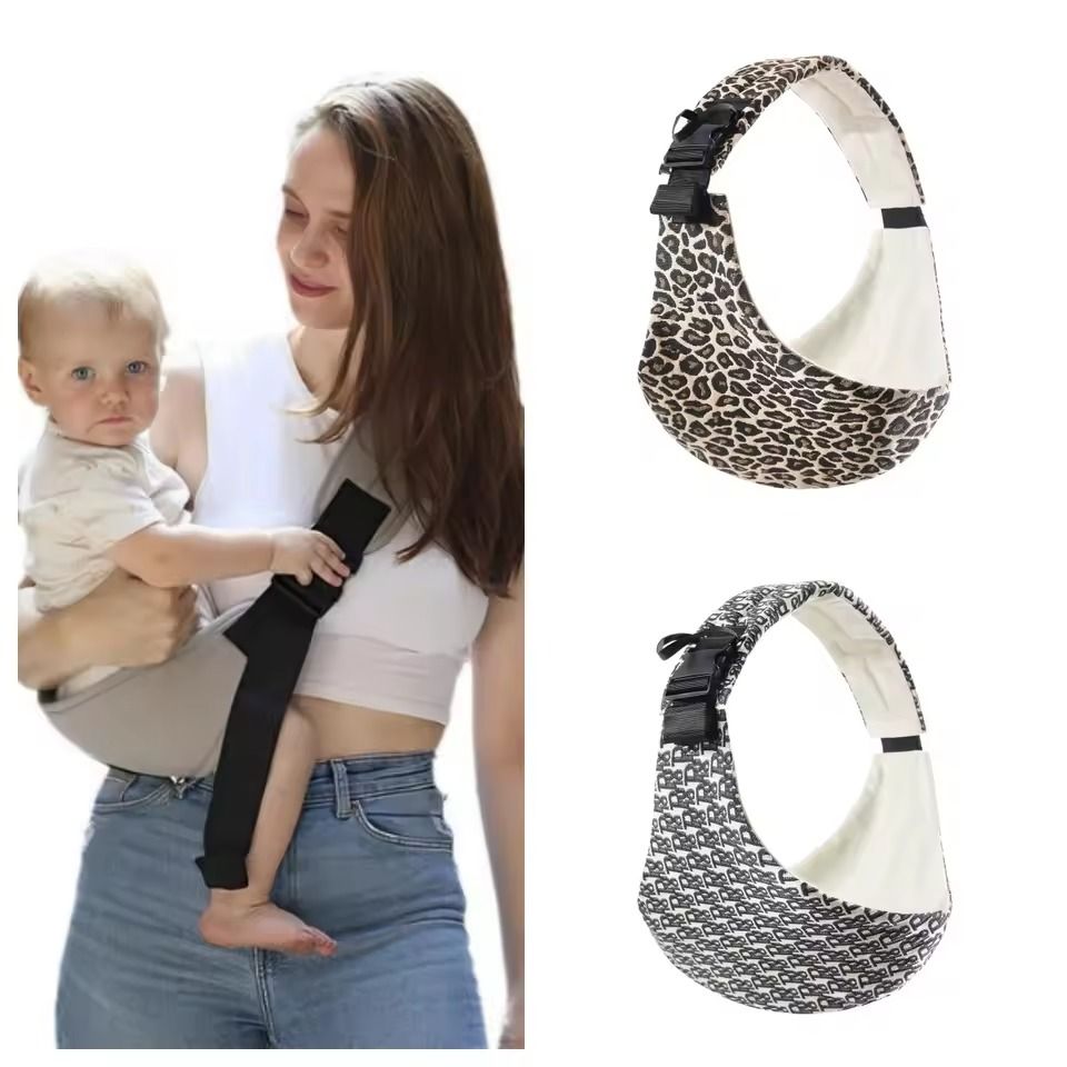 Leopard Pattern Baby Carrier with Waist Stool Support – Portable Front and Back Infant Carrier for Travel and Daily Outi