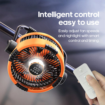 20000mAh Camping Fan, Rechargeable Outdoor Ceiling Fan with 4 Speed Air Circulator, LED Lighting & Built in Power Bank
