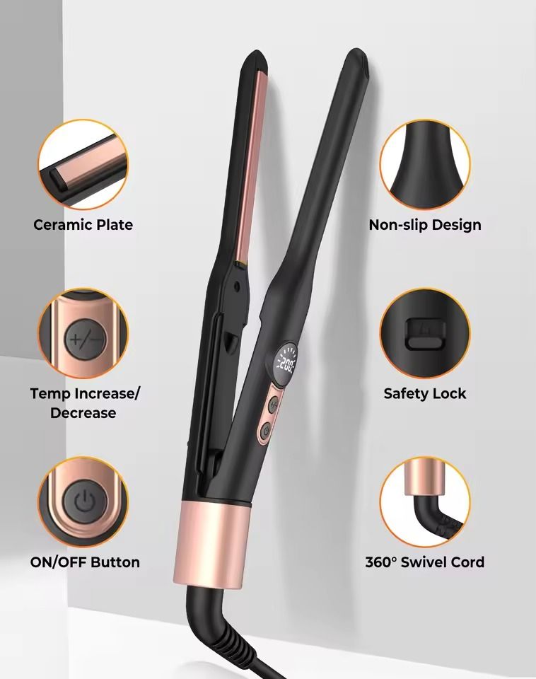 Mini 3 By 10 Inch Pencil Flat Iron For Short Hair Beard And Pixie Cuts  Ceramic Tourmaline Hair Str 3