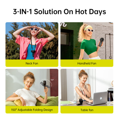 Handheld Neck Desk Fan with LED Display, 5 Speeds, Foldable Personal Portable Fan for Home, Office, or Outdoor Use